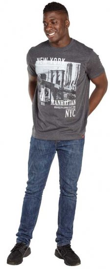 D555 Wesley New York Crew Neck T-Shirt Charcoal - T-krekli - T-krekli - 2XL-14XL