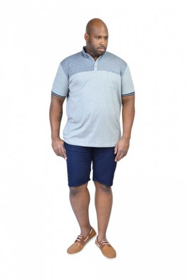 D555 MAURICE Top Paneled Short Sleeve Polo Grey - Polo krekli - Polo krekli - 2XL-8XL