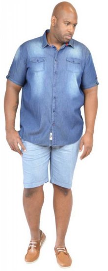 D555 DESTIN Twin Pocket Short Sleeve Vintage Denim Shirt - Krekli - Krekli - 2XL-8XL
