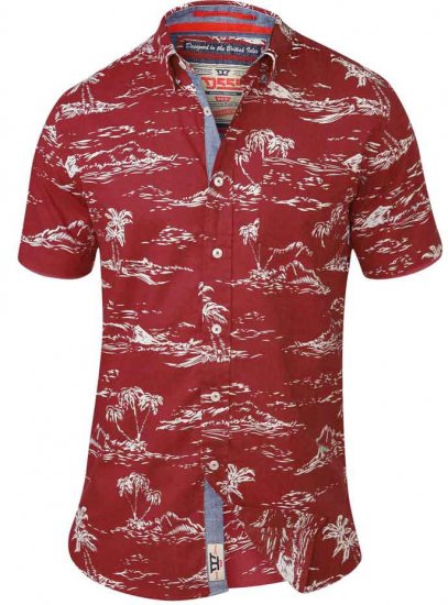D555 NESTOR Hawaiian Print Shirt Red - Krekli - Krekli - 2XL-8XL