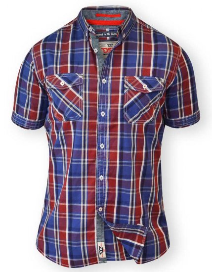 D555 ELIAS Short Sleeve Blue & Red Check Shirt - Krekli - Krekli - 2XL-8XL