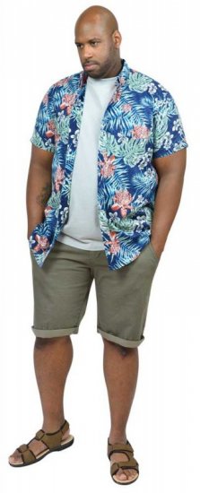 D555 ENRIQUE Short Sleeve Hawaiian Leaf Shirt & T-shirt Combo - Krekli - Krekli - 2XL-8XL