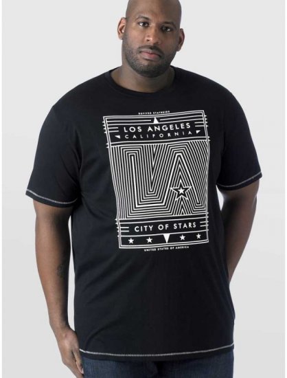 D555 OAKLEY LA Geometric Print Crew Neck T-Shirt Black - T-krekli - T-krekli - 2XL-14XL