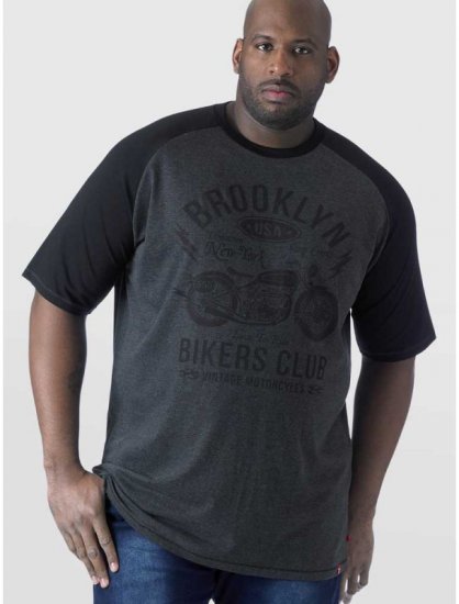D555 HIRALDO Brooklyn Bikers Club T-Shirt Charcoal/Black - T-krekli - T-krekli - 2XL-14XL