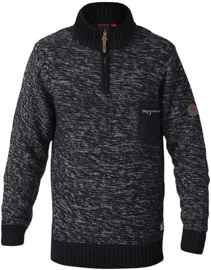 D555 REMINGTON Sweater With Woven Zipper Chest Pocket Black/Charcoal - Džemperi un džemperi ar kapuci - Džemperi - 2XL-14XL