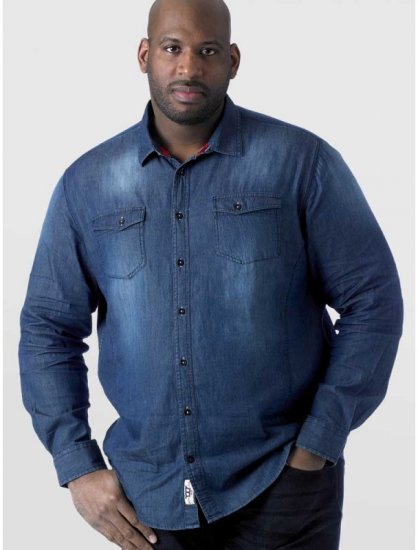 D555 Tobias LS Vintage Denim Shirt - Krekli - Krekli - 2XL-8XL