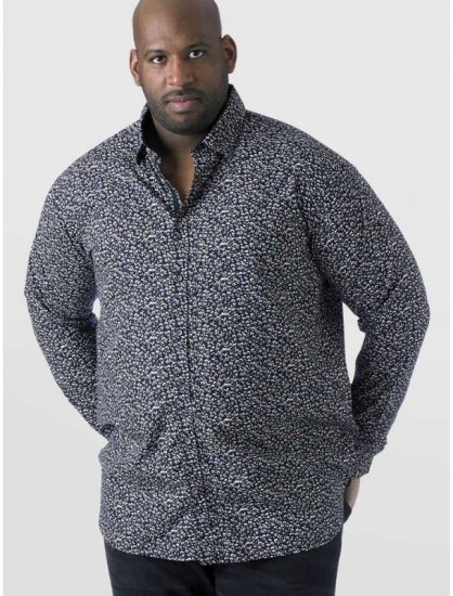 D555 Radcliff LS Printed Shirt Navy - Krekli - Krekli - 2XL-8XL