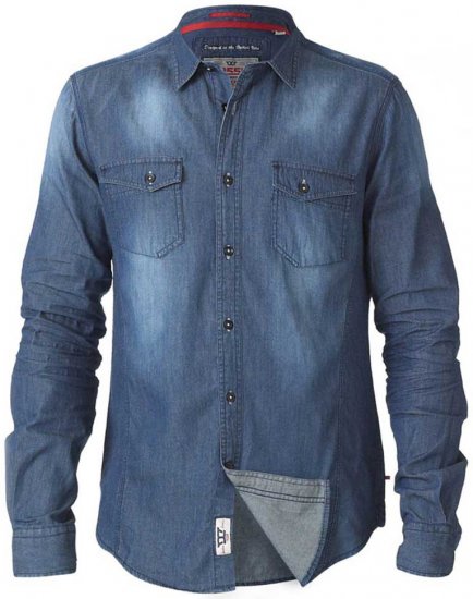 D555 Tobias LS Vintage Denim Shirt - Krekli - Krekli - 2XL-8XL