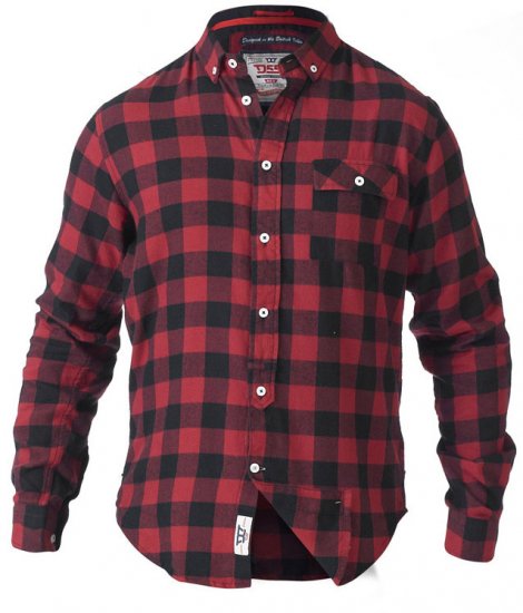 D555 Lawton LS Flannel Shirt Red - Krekli - Krekli - 2XL-8XL
