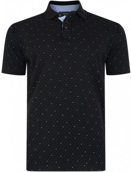 Kam Jeans 5223 Printed Dobby Polo Black - Polo krekli - Polo krekli - 2XL-8XL