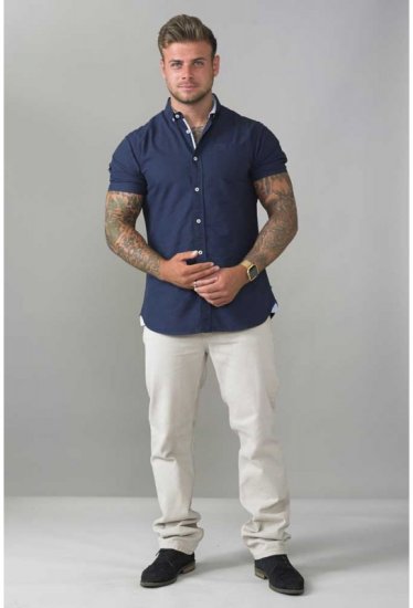 D555 Norman Short Sleeve Oxford Shirt Navy - Krekli - Krekli - 2XL-8XL
