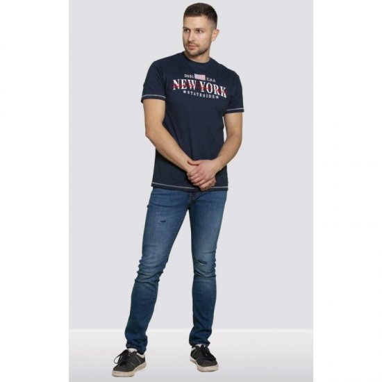 D555 Thornton Embroidery T-shirt Navy - T-krekli - T-krekli - 2XL-14XL