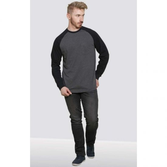 D555 Illinois Long Sleeve T-shirt Charcoal - T-krekli - T-krekli - 2XL-14XL