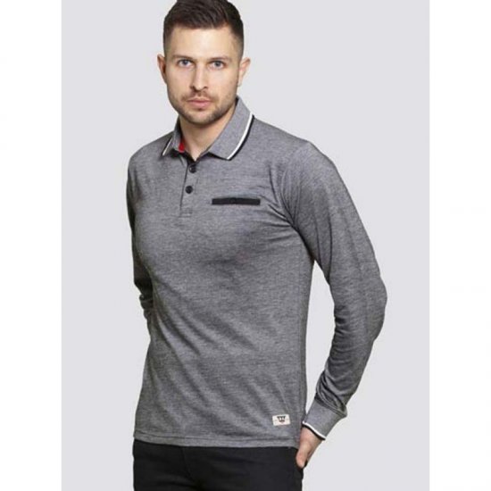 D555 Brockville Long Sleeve Polo Grey - Polo krekli - Polo krekli - 2XL-8XL