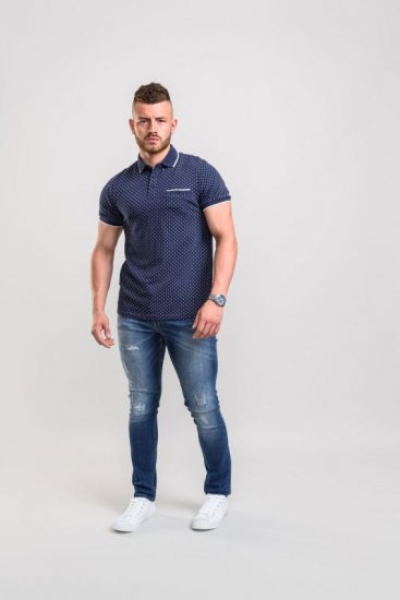 D555 Rogers Printed Polo Navy - Polo krekli - Polo krekli - 2XL-8XL