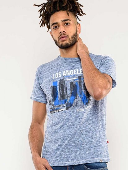 D555 Hobart LA Printed T-Shirt Blue - T-krekli - T-krekli - 2XL-14XL
