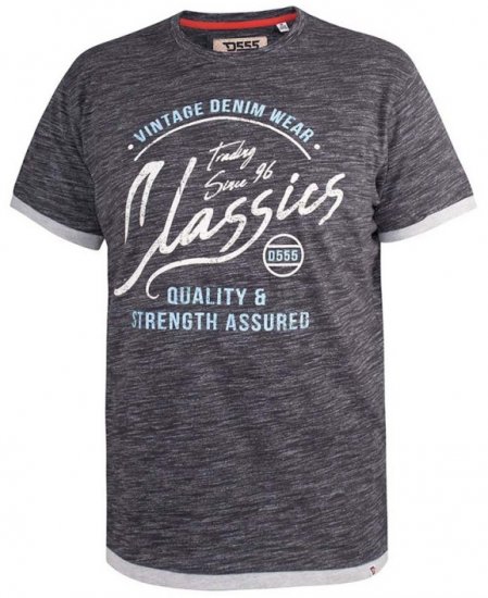 D555 Albury Black Double Layer Printed T-Shirt - T-krekli - T-krekli - 2XL-14XL