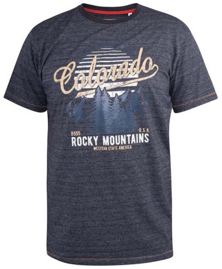 D555 Cairns Navy Fine Stripe Colorado Printed T-Shirt - T-krekli - T-krekli - 2XL-14XL