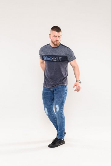 D555 Anson Originals Printed T-shirt Denim Marl - T-krekli - T-krekli - 2XL-14XL