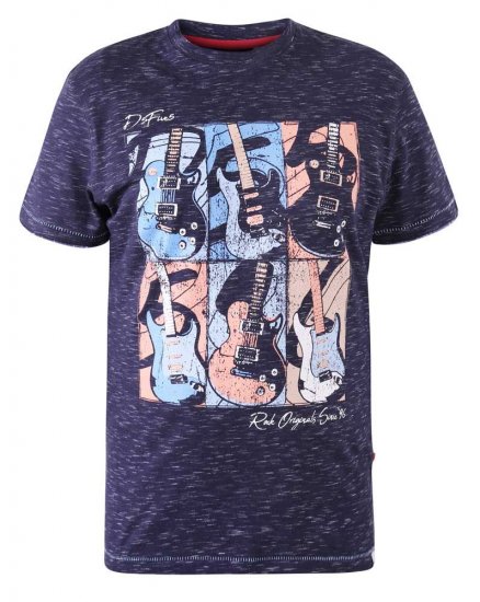 D555 Warner Guitar Printed T-Shirt Navy - T-krekli - T-krekli - 2XL-14XL