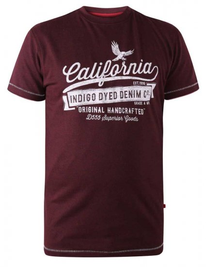 D555 Wharf California Eagle Printed T-Shirt Burgundy - T-krekli - T-krekli - 2XL-14XL