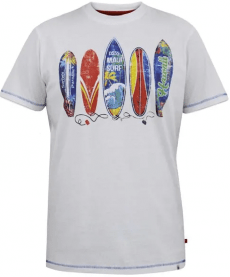D555 Bridgford surf print t-krekls white - T-krekli - T-krekli - 2XL-14XL