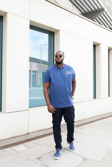 D555 Canning Chest Embroidery Polo Shirt Denim - Polo krekli - Polo krekli - 2XL-8XL