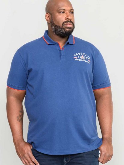 D555 Canning Chest Embroidery Polo Shirt Denim - Polo krekli - Polo krekli - 2XL-8XL