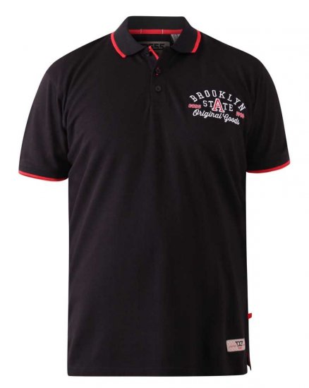 D555 Canning Chest Embroidery Polo Shirt Black - Liela izmēra apģērbi - Lieli apģērbu izmēri vīriešiem