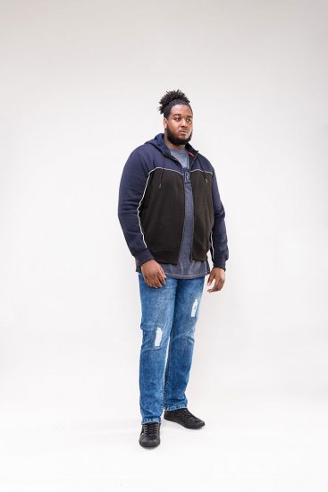 D555 Vincent Full Zip Hoody With Chest And Sleeve Piping Detail - Džemperi un džemperi ar kapuci - Džemperi - 2XL-14XL