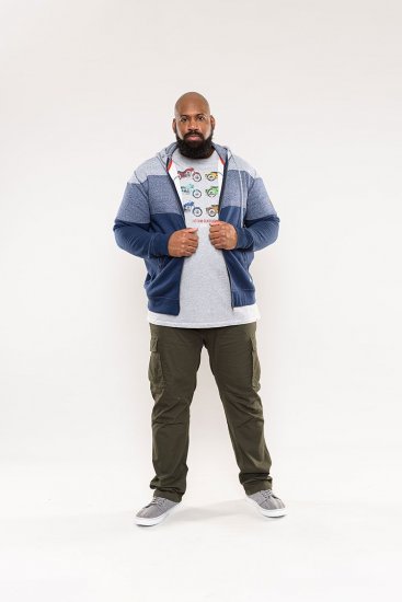 D555 Columbus Cut And Sew Panelled Zip Through Hoody Blue - Džemperi un džemperi ar kapuci - Džemperi - 2XL-14XL