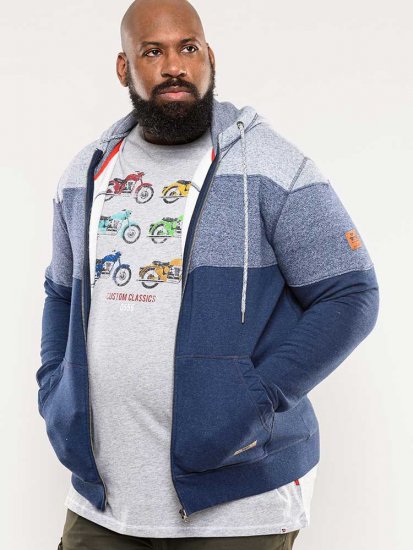 D555 Columbus Cut And Sew Panelled Zip Through Hoody Blue - Džemperi un džemperi ar kapuci - Džemperi - 2XL-14XL