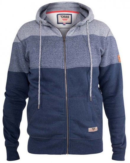 D555 Columbus Cut And Sew Panelled Zip Through Hoody Blue - Džemperi un džemperi ar kapuci - Džemperi - 2XL-14XL