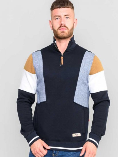 D555 Kenington Cut And Sew Half Zipper Sweatshirt - Džemperi un džemperi ar kapuci - Džemperi - 2XL-14XL