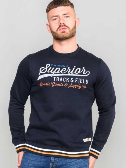 D555 Marlow Printed Crew Neck Sweatshirt Navy - Džemperi un džemperi ar kapuci - Džemperi - 2XL-14XL