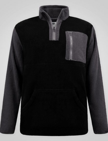 D555 Daly Quarter Zip Fleece Sweatshirt Melna/Pelēka - Džemperi un džemperi ar kapuci - Džemperi - 2XL-14XL