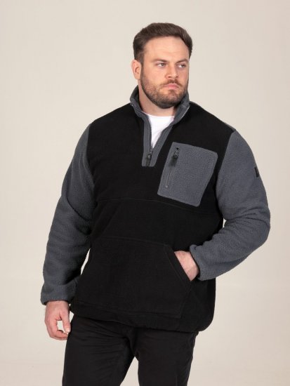 D555 Daly Quarter Zip Fleece Sweatshirt Melna/Pelēka - Džemperi un džemperi ar kapuci - Džemperi - 2XL-14XL