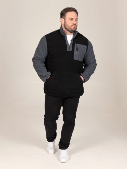 D555 Daly Quarter Zip Fleece Sweatshirt Melna/Pelēka - Džemperi un džemperi ar kapuci - Džemperi - 2XL-14XL