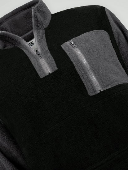 D555 Daly Quarter Zip Fleece Sweatshirt Melna/Pelēka - Džemperi un džemperi ar kapuci - Džemperi - 2XL-14XL
