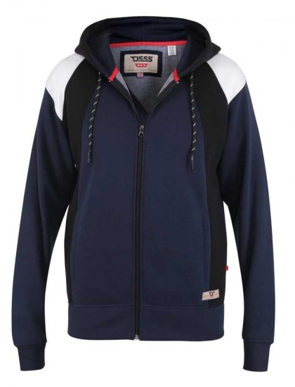 D555 Silverton Contrast Panneled Hoodie Navy - Džemperi un džemperi ar kapuci - Džemperi - 2XL-14XL