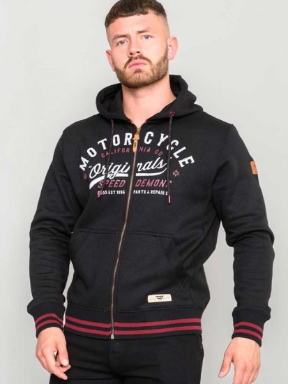 D555 Patrick Full Zip Hoody With 'Motorcycle' Chest Print - Džemperi un džemperi ar kapuci - Džemperi - 2XL-14XL