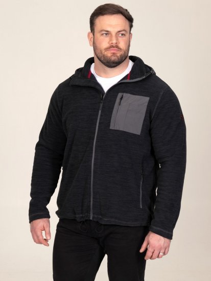 D555 Damien Micro Fleece Zip Through Hoody Melna/Pelēka - Džemperi un džemperi ar kapuci - Džemperi - 2XL-14XL