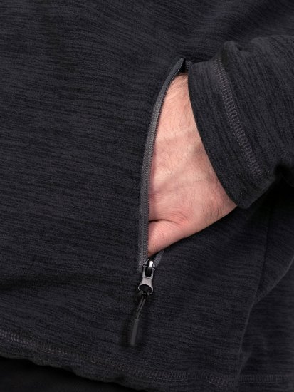 D555 Damien Micro Fleece Zip Through Hoody Melna/Pelēka - Džemperi un džemperi ar kapuci - Džemperi - 2XL-14XL