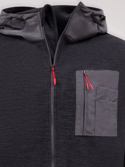 D555 Damien Micro Fleece Zip Through Hoody Melna/Pelēka - Džemperi un džemperi ar kapuci - Džemperi - 2XL-14XL