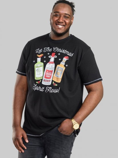 D555 SPIRIT Christmas Spirit Printed T-Shirt Black - T-krekli - T-krekli - 2XL-14XL