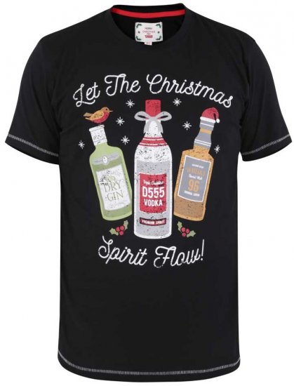D555 SPIRIT Christmas Spirit Printed T-Shirt Black - T-krekli - T-krekli - 2XL-14XL