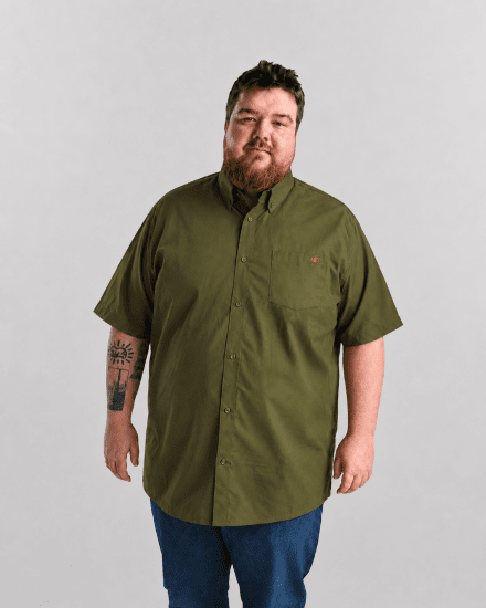Motley Denim Zagreb Īsroku krekls Tumši haki - Krekli - Krekli - 2XL-8XL