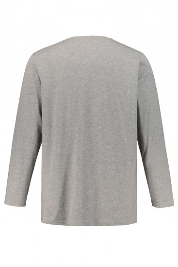 JP1880 702555 Henley T-krekls ar garām piedurknēm Pelēks melanžs - T-krekli - T-krekli - 2XL-14XL