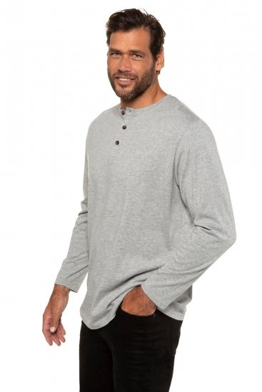 JP1880 702555 Henley T-krekls ar garām piedurknēm Pelēks melanžs - T-krekli - T-krekli - 2XL-14XL