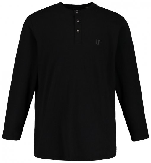 JP1880 702555 Henley T-krekls ar garām piedurknēm Melns - T-krekli - T-krekli - 2XL-14XL